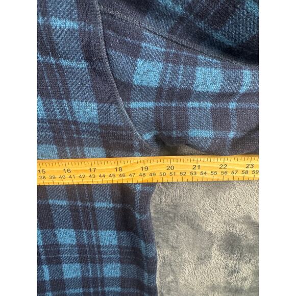 The North Face Men's Gordon Lyons 1/4 Zip fleece jacket in a blue plaid SZ Small - Picture 5 of 8